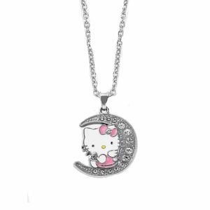 HELLO KITTY RHINESTONE CRESCENT MOON ROMANTIC NECKLACE
